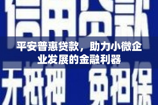 北票平安普惠贷款，助力小微企业发展的金融利器